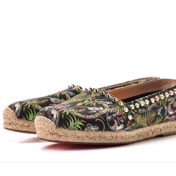 Christian Loubutin Canvas Studded Jungle Print Espadrilles - Picture 3 of 12